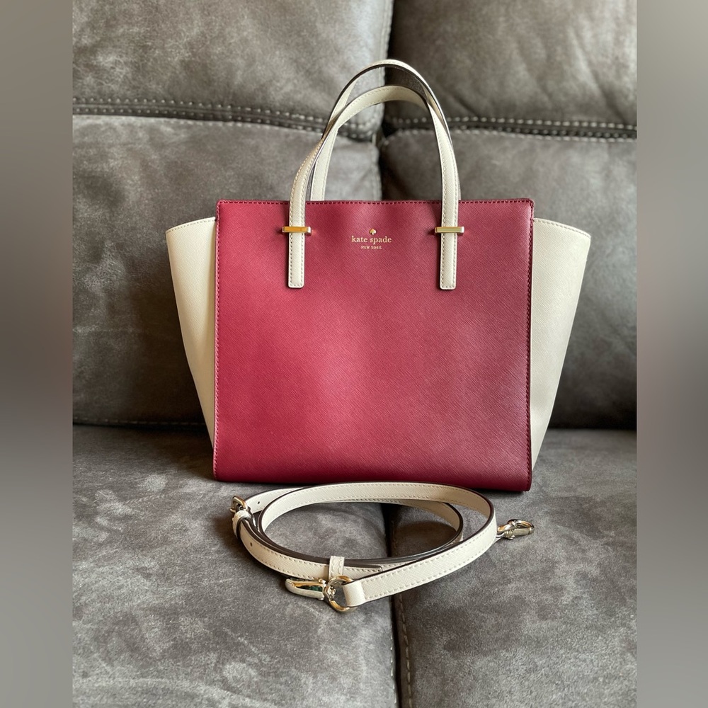 Kate Spade burgundy/tan crossbody tote/purse